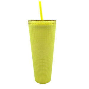 Starbucks Meadow Yellow Grid Soft‎ Touch 24oz Tumbler